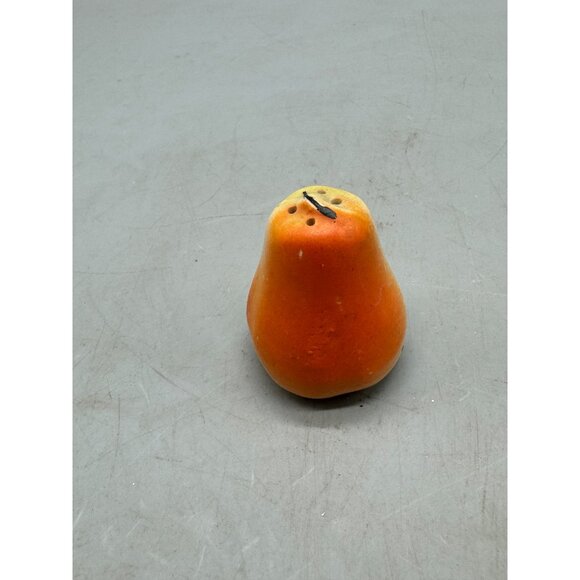 Vintage Pear-Shaped Ceramic Salt Pepper Shakers Hand Painted Yellow Orange READ - Picture 2 of 8